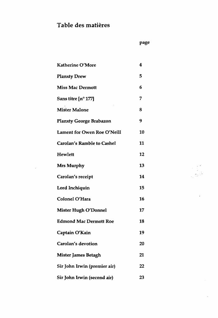 vol_27_index.jpg - Volume 27 : Vingt pièces de Turlough O’Carolan (1670-1738)