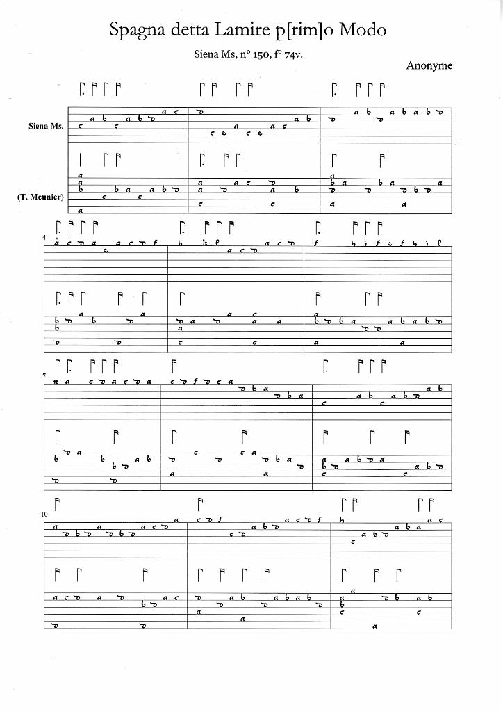 vol_44_extrait.jpg - Volume 44 : 4 Spagna du manuscrit de Sienne (fin XVIe) pour 2 luths - Reconstitution : Thierry Meunier et Jean-Marie Poirier