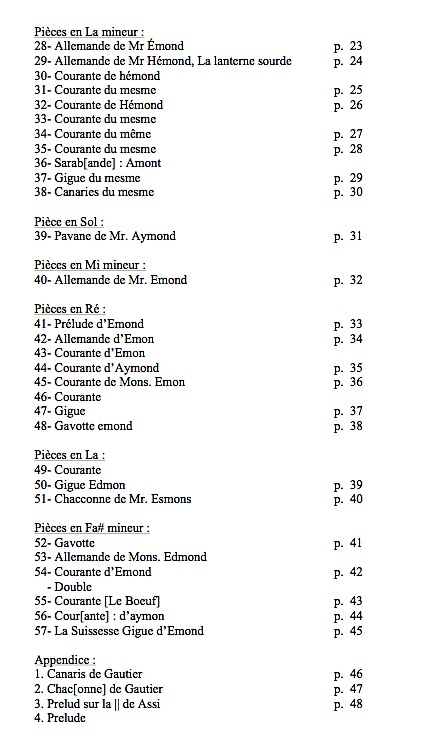 vol_47_sommaire_2.jpg - Volume 47 : Œuvres de Monsieur Emont,  pour luth baroque, éditées par Douglas Towne