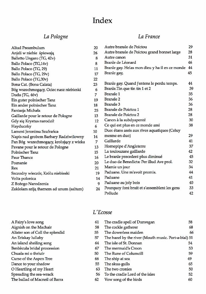 vol_55_index.jpg - Volume 55 : 80 Pièces pour guitare Renaissance (Pologne, France, Ecosse) par Michel Gendre