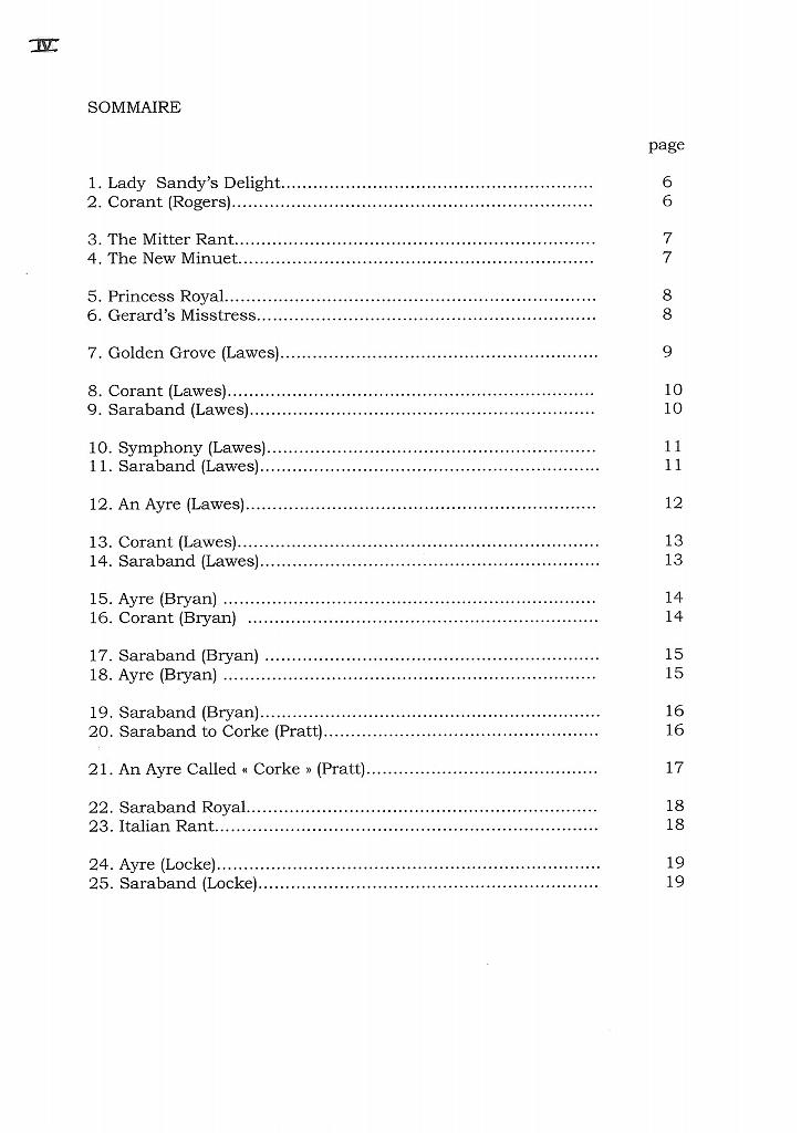 vol_57_sommaire_1.jpg - Volume 57 : 50 Pièces anglaises éditées par John Playford en 1663Adaptées pour luth baroque 11 chœurs par Jean-Luc Bresson