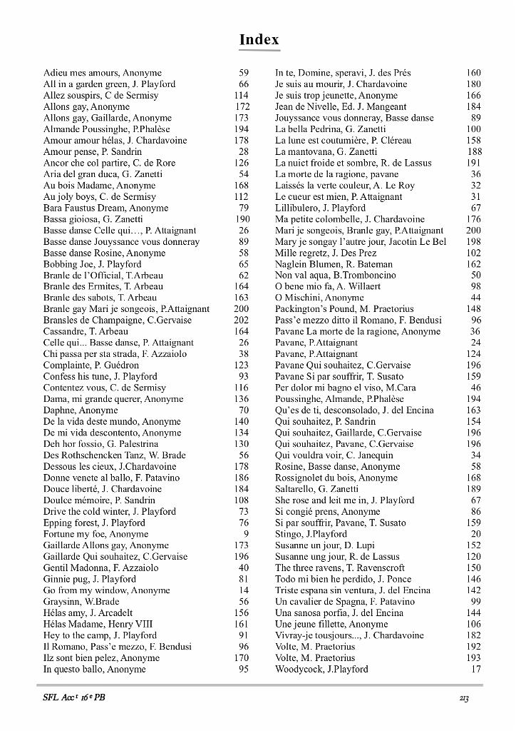 vol_60_index - copie.jpg - Volume 60 : Le luthiste en ensemble Renaissance : Cours d’accompagnement 16e (Réduction de voix, diminutions, harmonisation, transposition, accords) par Pascale Boquet.